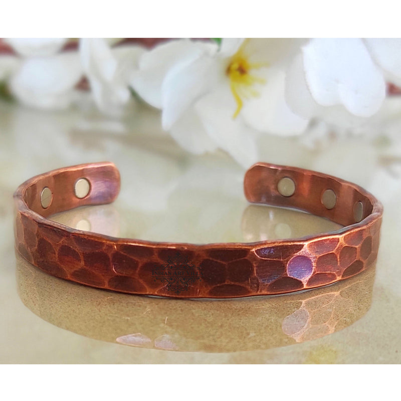 Pure Copper Kada With Hammered Dark Tone Design