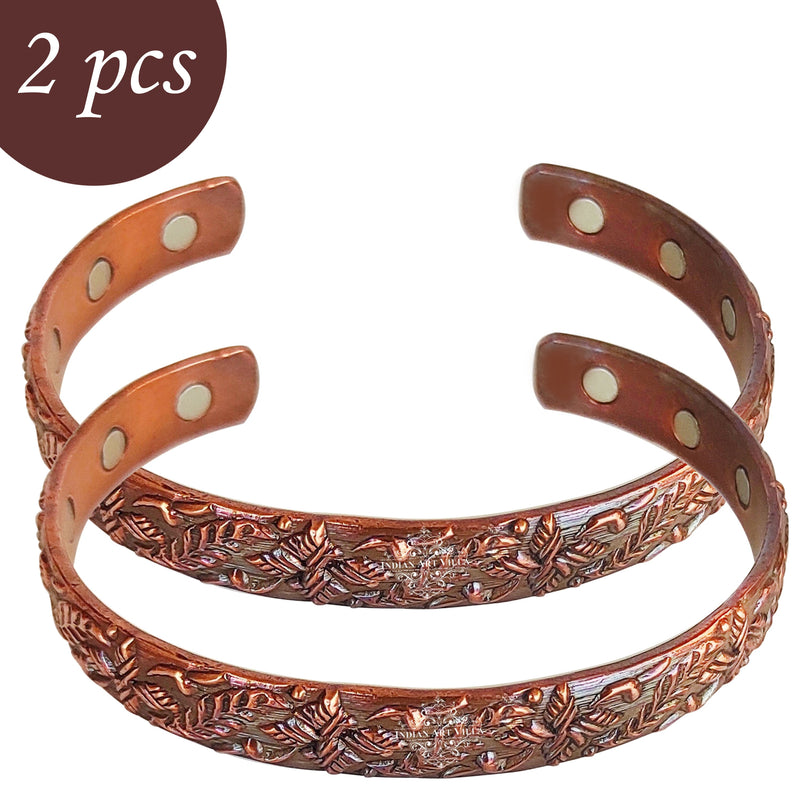 Pure Copper Kada With Embossed Dark Tone Design