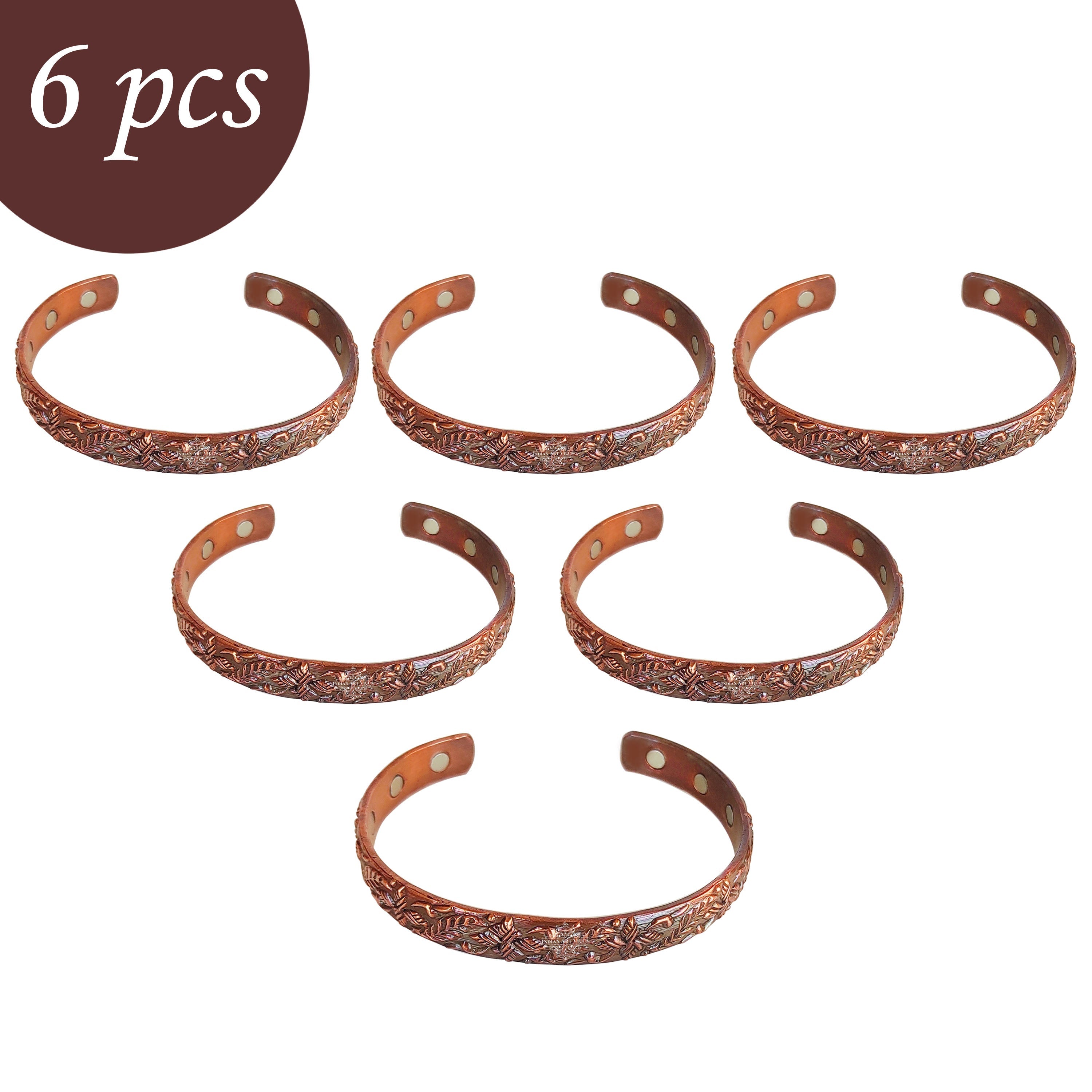 Pure Copper Kada With Embossed Dark Tone Design