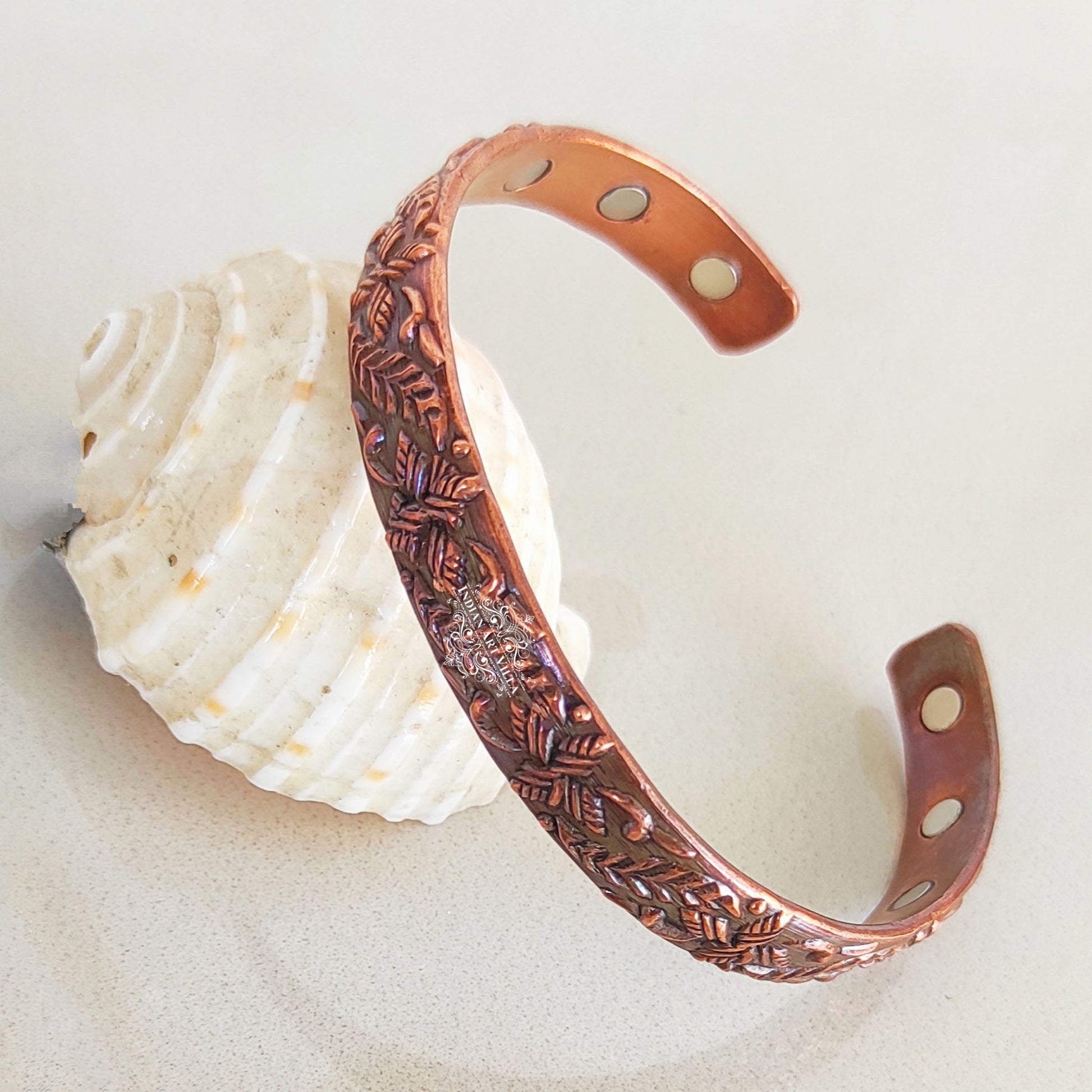 Pure Copper Kada With Embossed Dark Tone Design