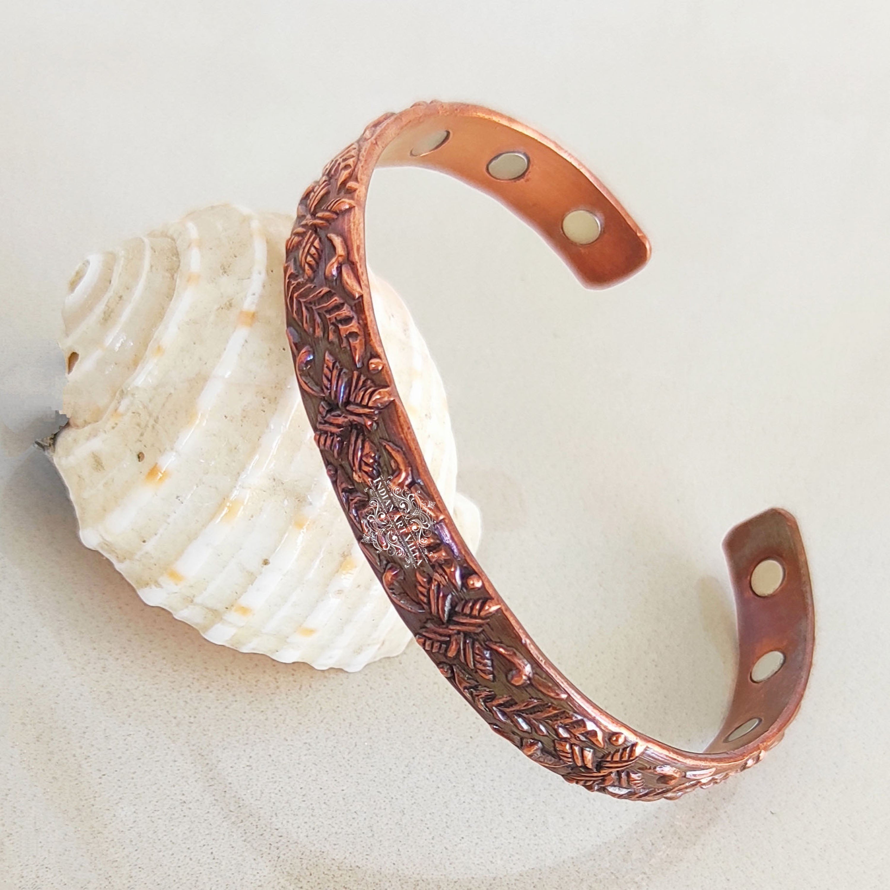 Pure Copper Kada With Embossed Dark Tone Design