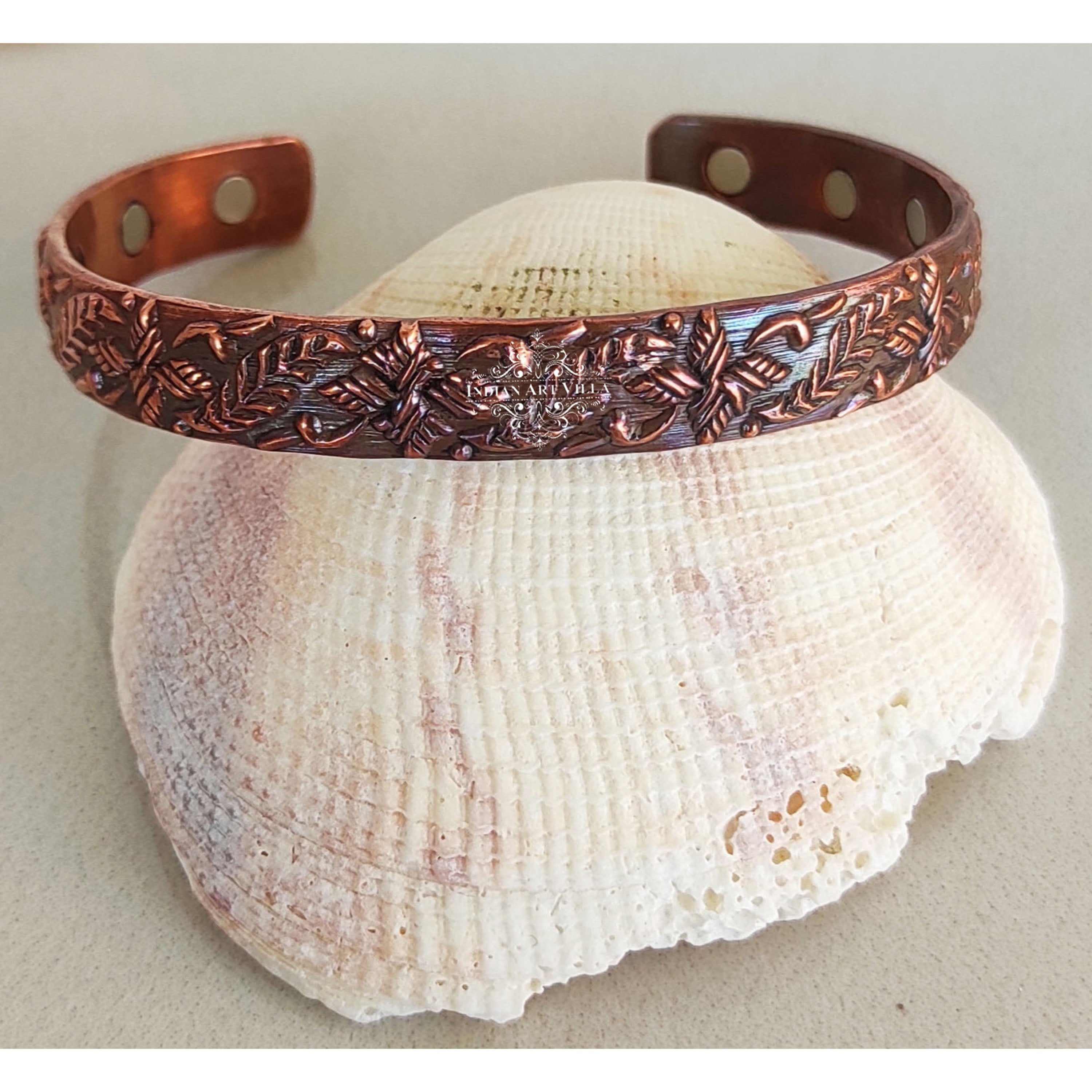 Pure Copper Kada With Embossed Dark Tone Design