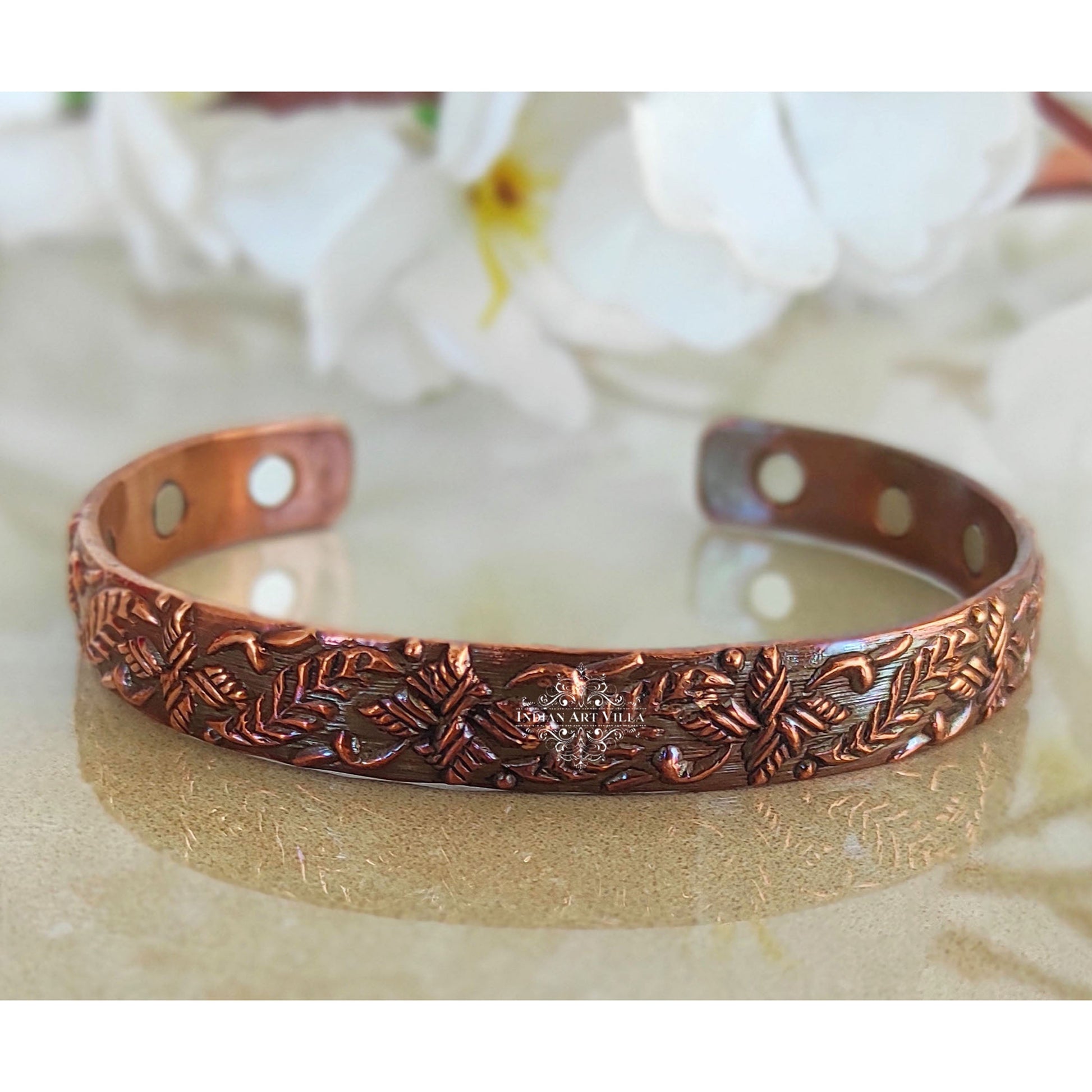 Pure Copper Kada With Embossed Dark Tone Design