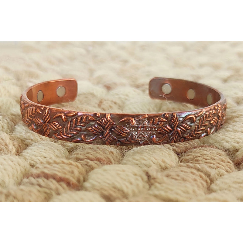 Pure Copper Kada With Embossed Dark Tone Design