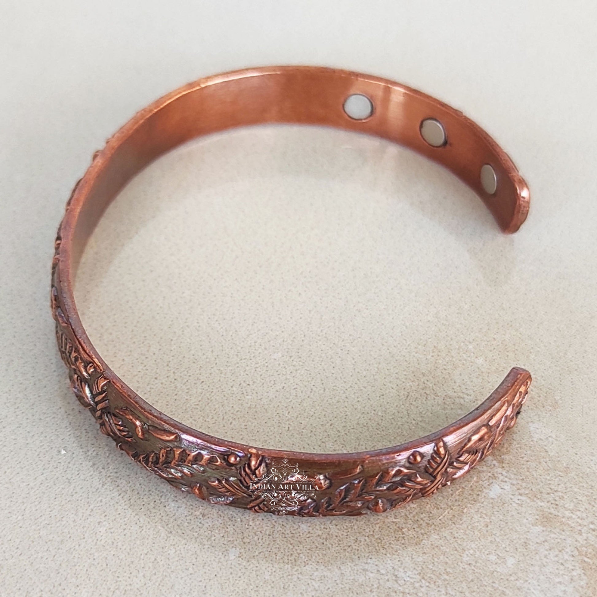 Pure Copper Kada With Embossed Dark Tone Design