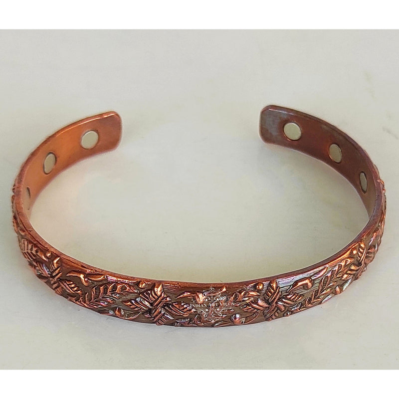 Pure Copper Kada With Embossed Dark Tone Design