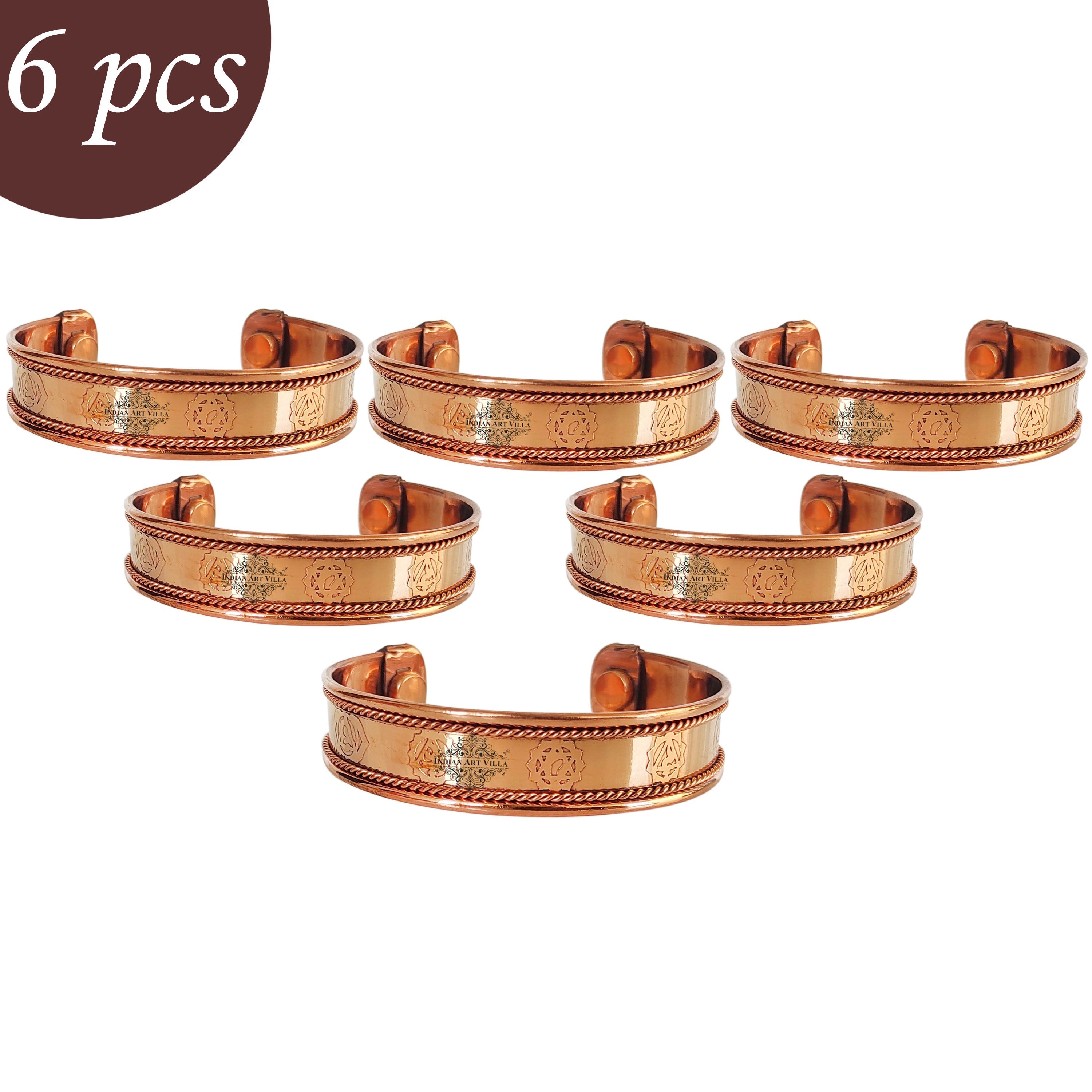Pure Copper Kada With Thread On Edge Design