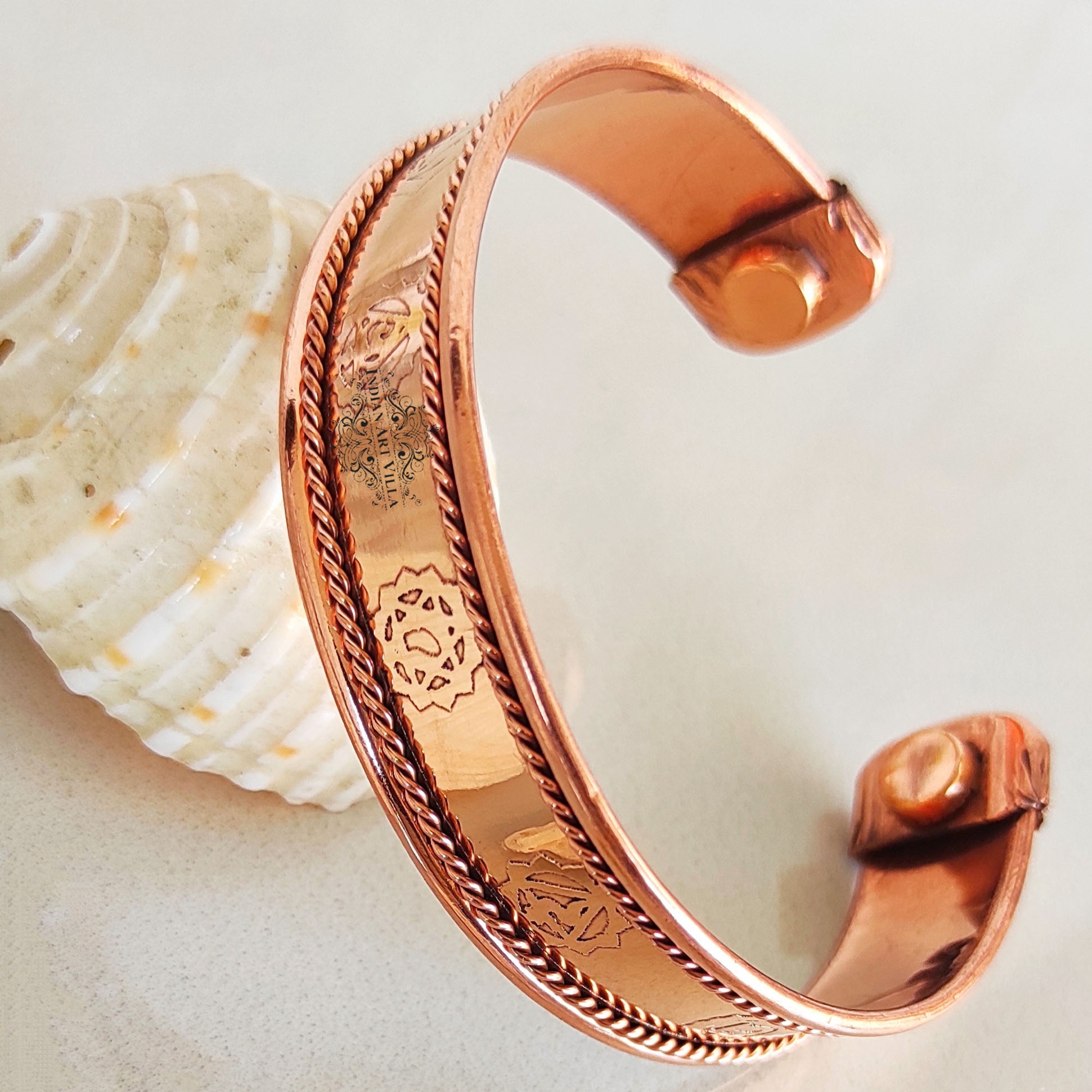 Pure Copper Kada With Thread On Edge Design