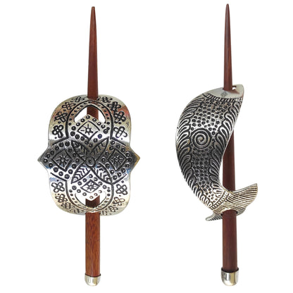 2 Pcs. Steel Hair Clip Set of 1 Fish & 1 Silver Arch Design