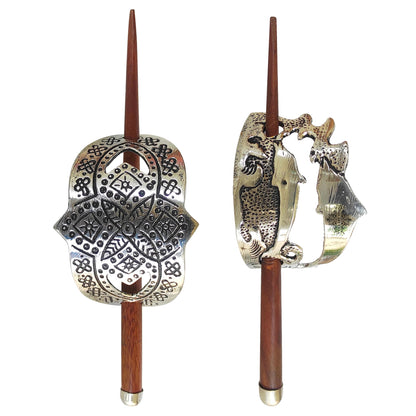 2 Pcs. Steel Hair Clip Set of 1 Abstract & 1 Silver Arch Design