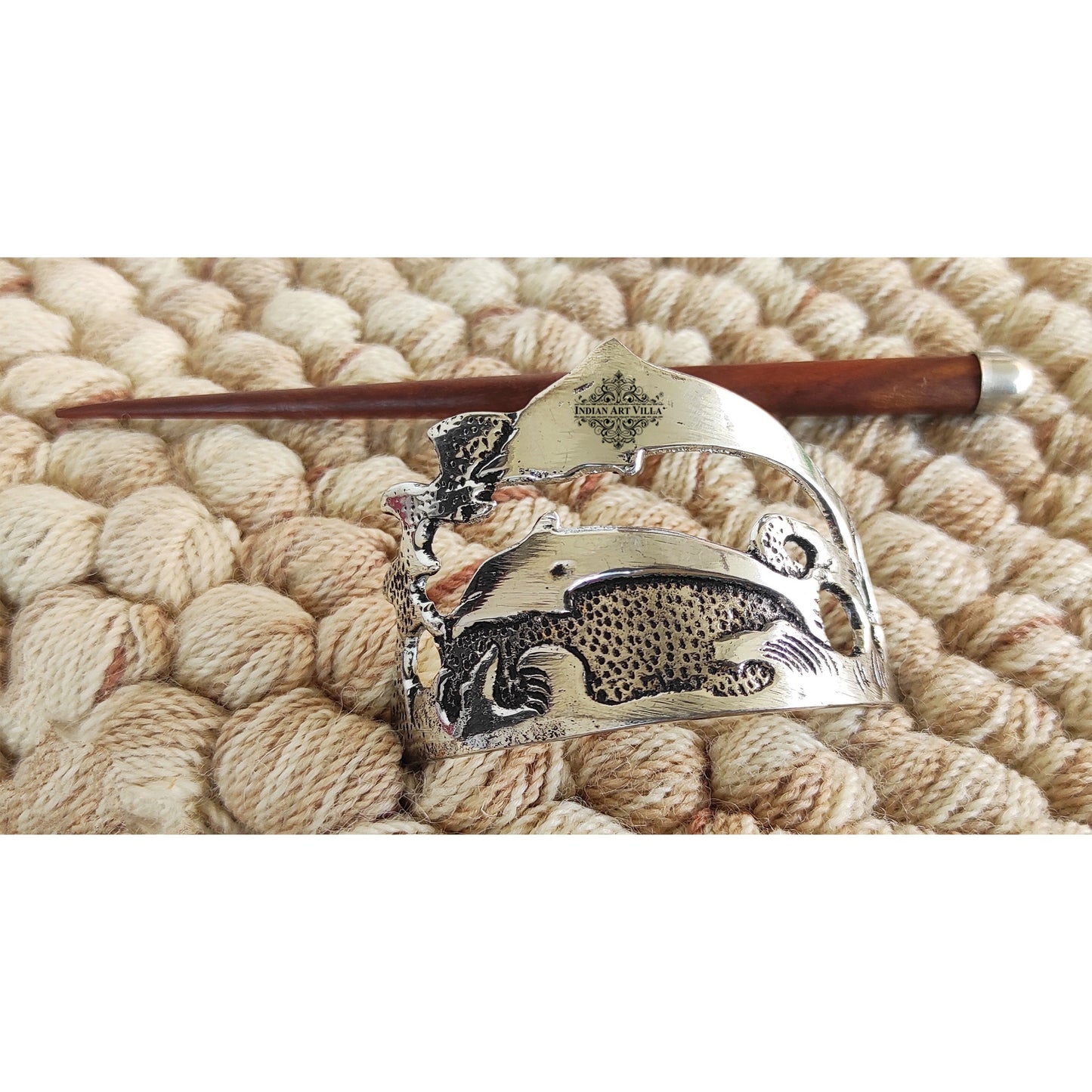 2 Pcs. Steel Hair Clip Set of 1 Abstract & 1 Silver Arch Design