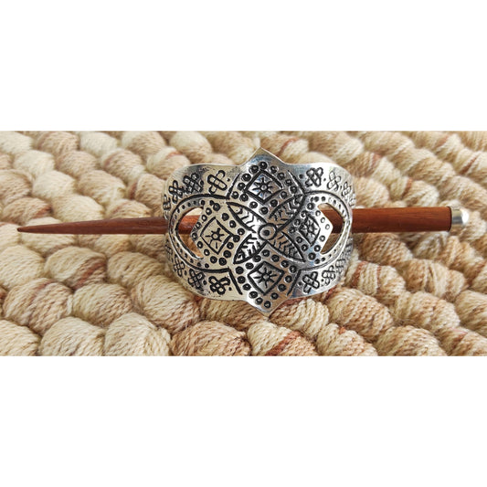 2 Pcs. Hair Clip Set of 1 Brass Oval Lining & 1 Steel, Silver Arch Design