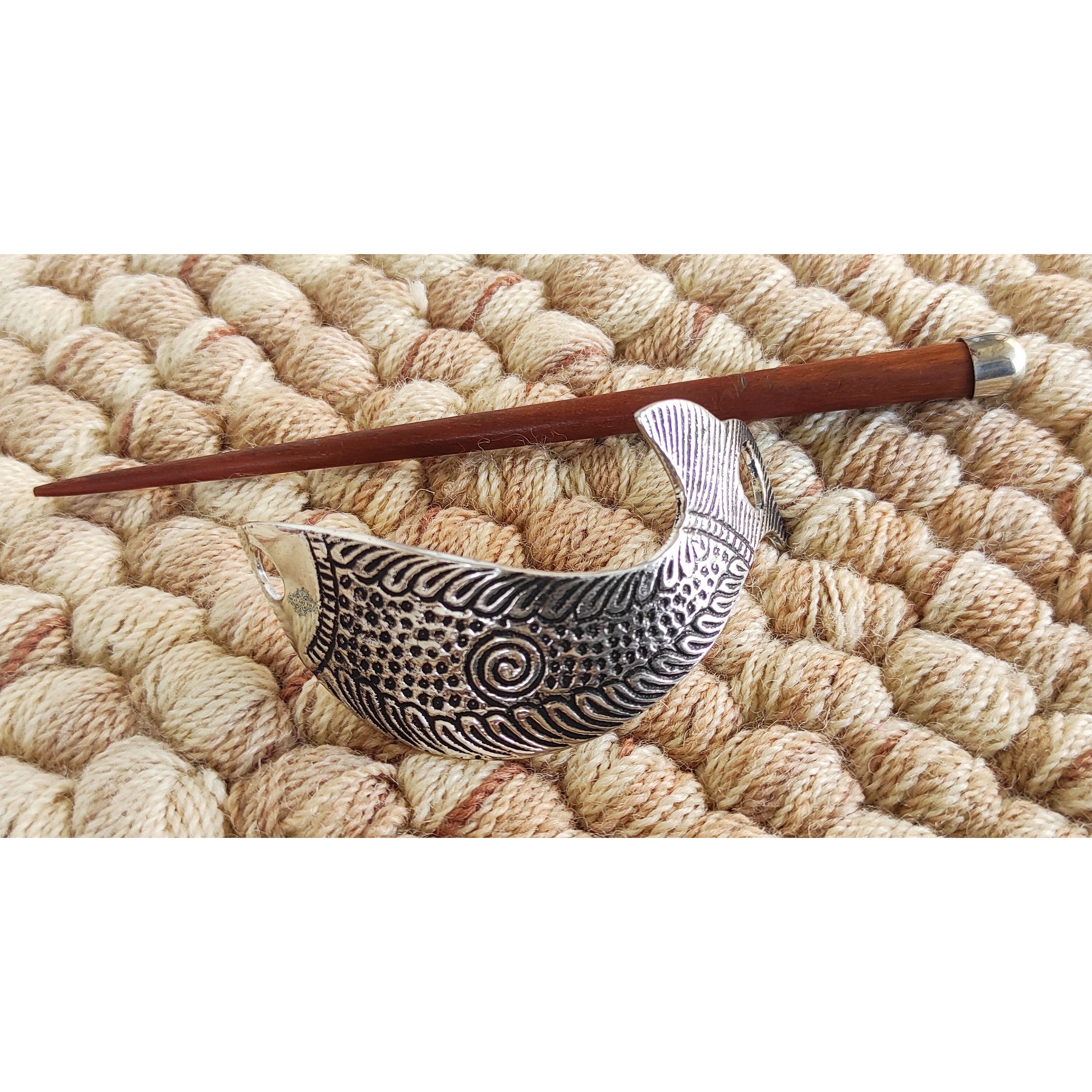 2 Pcs. Hair Clip Set of 1 Brass Oval Lining & 1 Steel, Fish Design