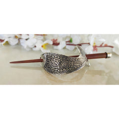 2 Pcs. Hair Clip Set of 1 Brass Oval Lining & 1 Steel, Fish Design