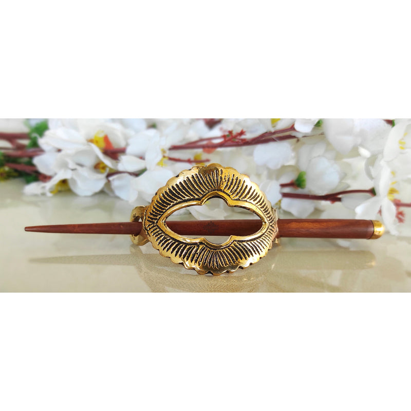 3 Pcs. Hair Clip Set of 1 Brass Oval Lining & Steel 1 Fish & 1 Gold Arch Design
