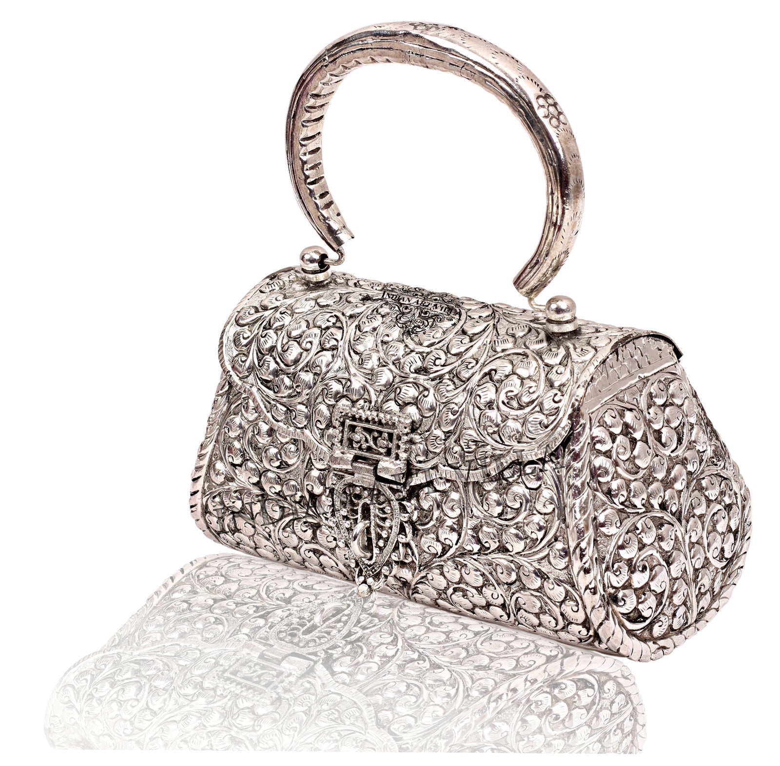 Designer Silver Plated Handbag Purse, Women Wedding Clutches, Gift Item