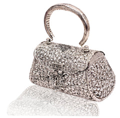 Designer Silver Plated Handbag Purse, Women Wedding Clutches, Gift Item