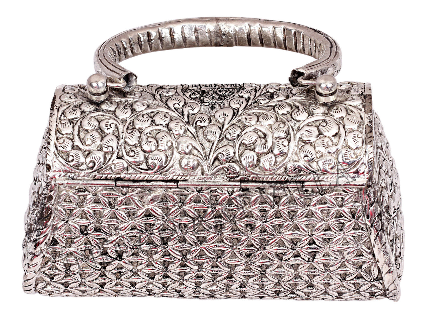 Designer Silver Plated Handbag Purse, Women Wedding Clutches, Gift Item