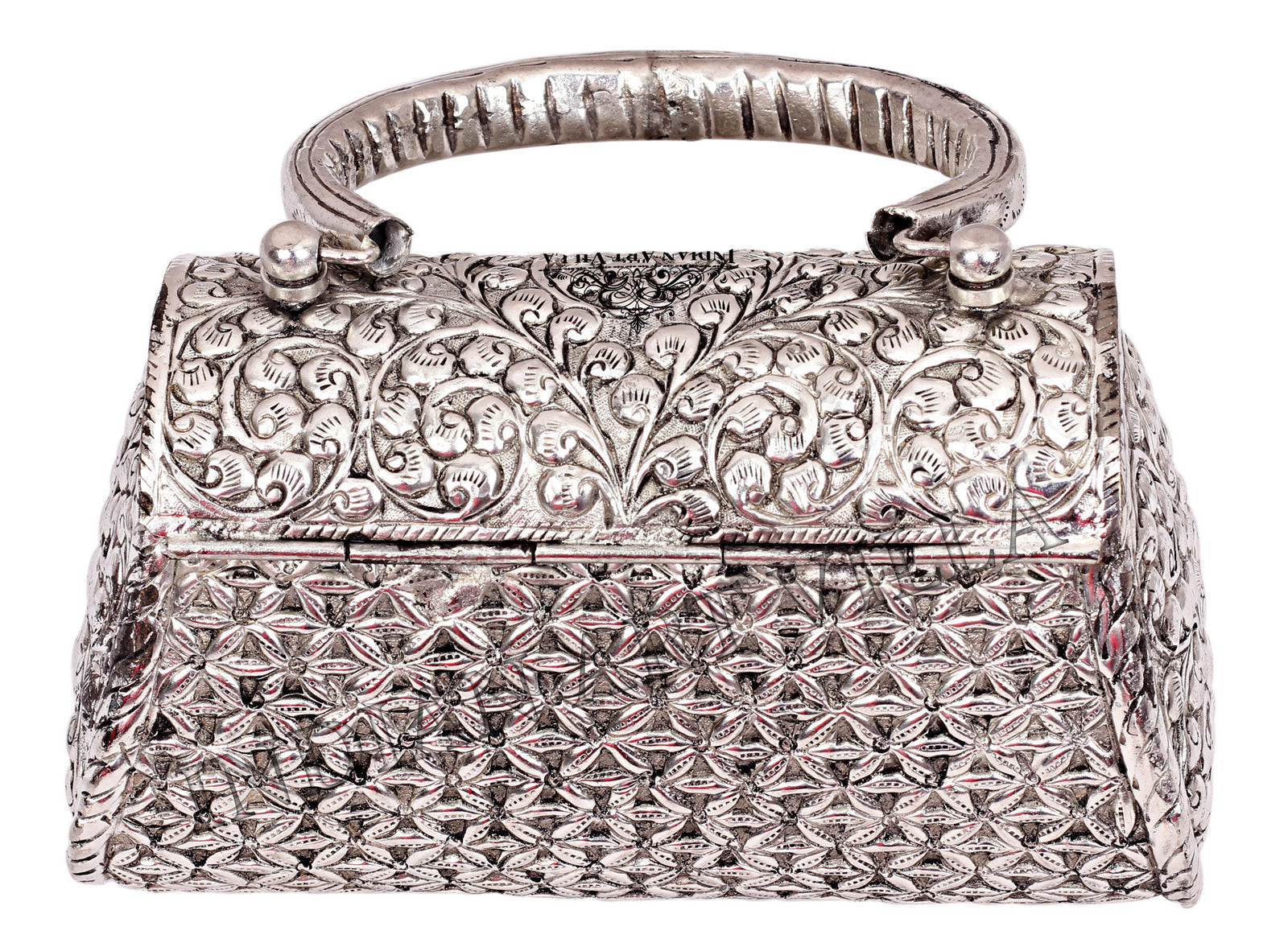 Designer Silver Plated Handbag Purse, Women Wedding Clutches, Gift Item