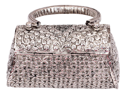 Designer Silver Plated Handbag Purse, Women Wedding Clutches, Gift Item