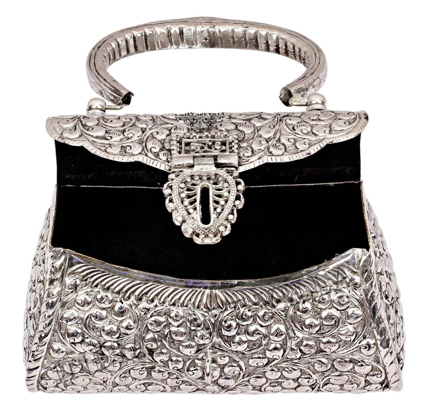 Designer Silver Plated Handbag Purse, Women Wedding Clutches, Gift Item