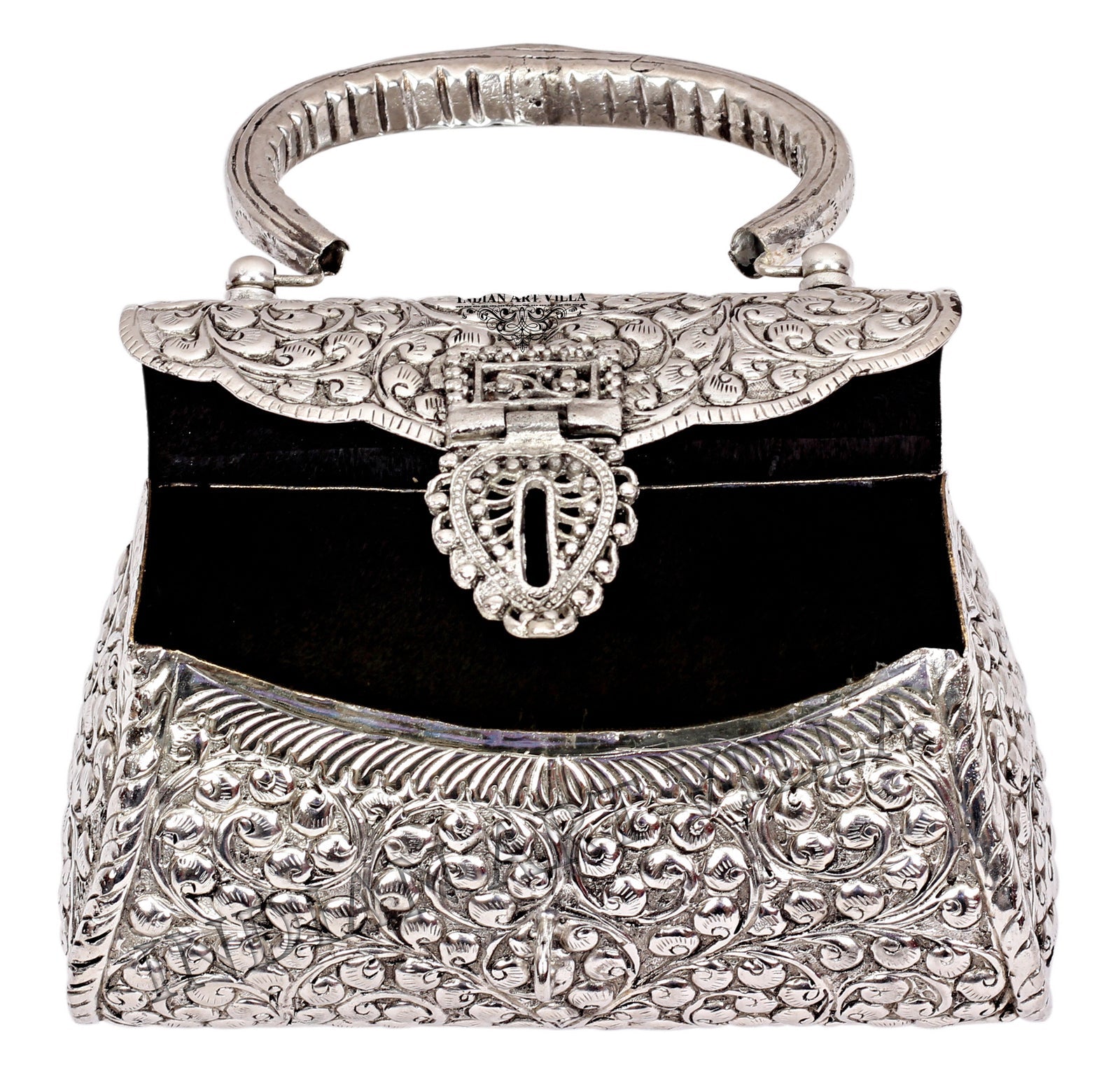 Designer Silver Plated Handbag Purse, Women Wedding Clutches, Gift Item