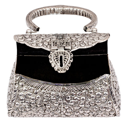 Designer Silver Plated Handbag Purse, Women Wedding Clutches, Gift Item