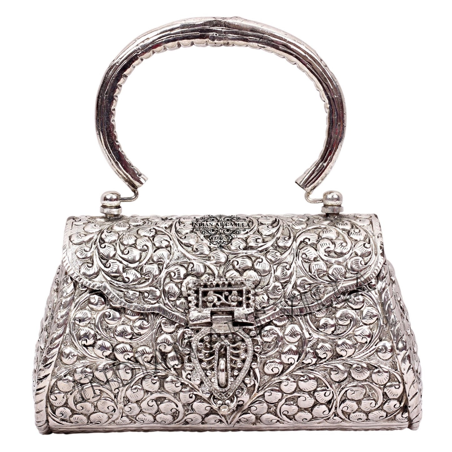 Designer Silver Plated Handbag Purse, Women Wedding Clutches, Gift Item