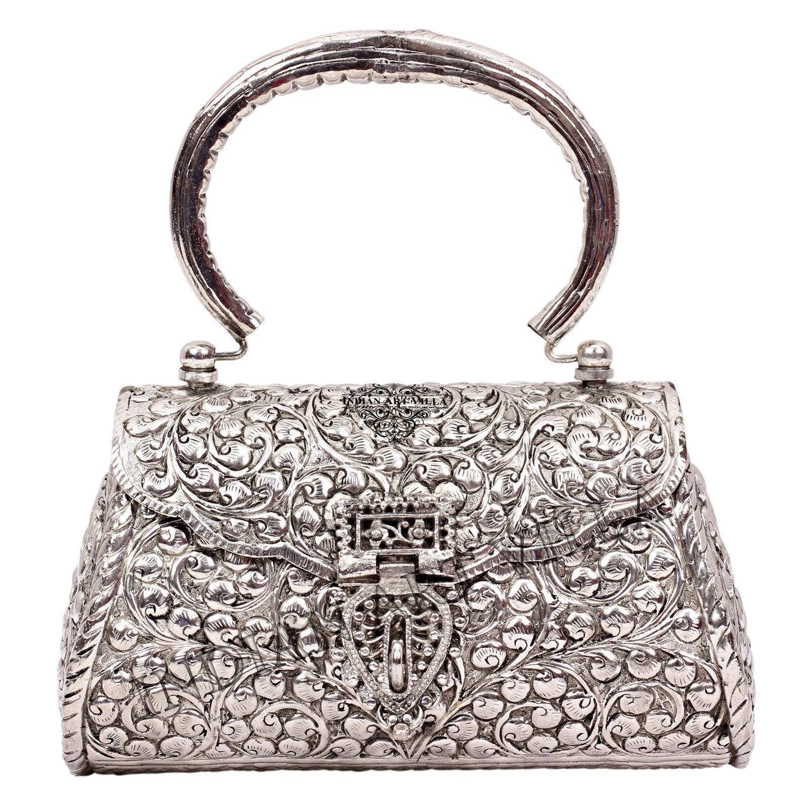 Designer Silver Plated Handbag Purse, Women Wedding Clutches, Gift Item