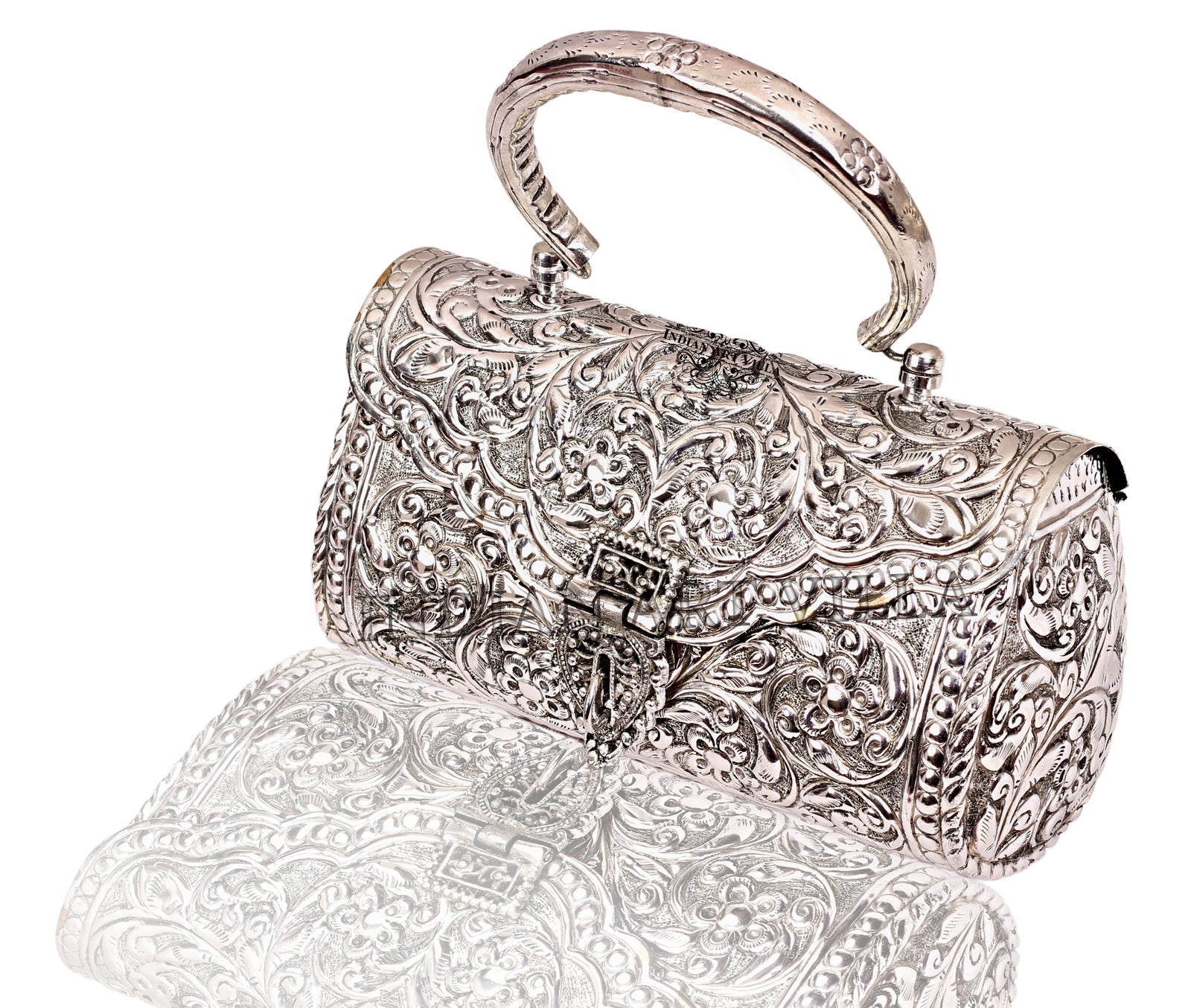 Designer Silver Plated Handbag Purse, Women Wedding Clutches, Gift Item