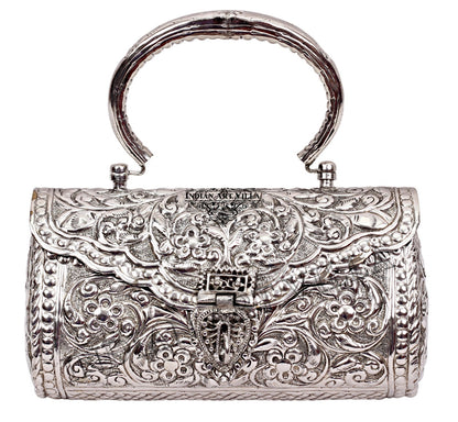 Designer Silver Plated Handbag Purse, Women Wedding Clutches, Gift Item