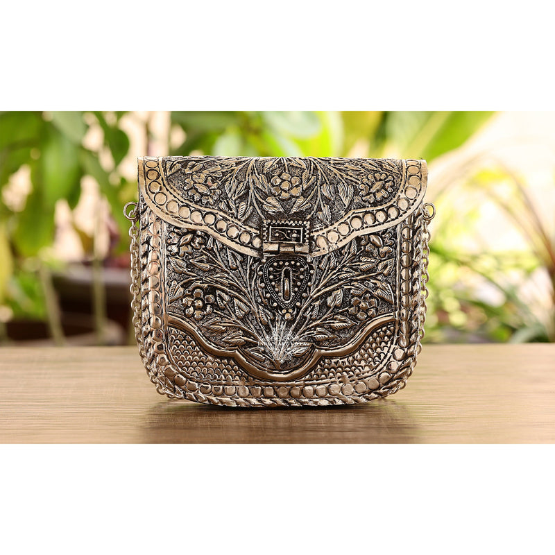 Designer Silver Plated Handbag Purse, Women Wedding Clutches, Gift Item