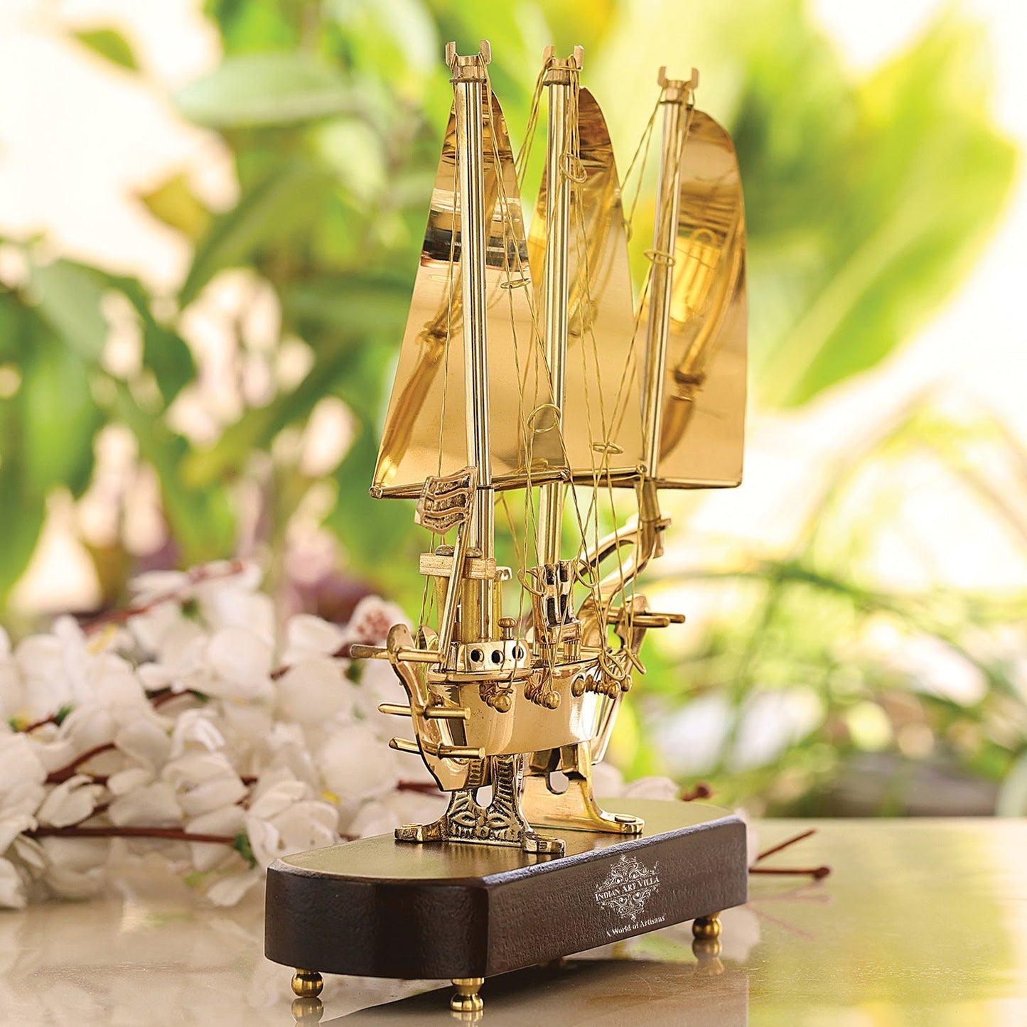 Brass Handmade Designer Ship, Yacht Showpiece, Miniature, Home Decor