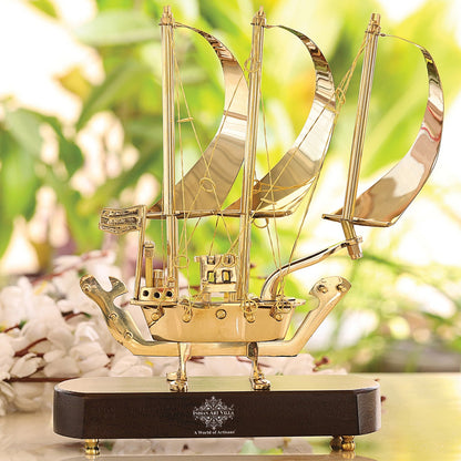 Brass Handmade Designer Ship, Yacht Showpiece, Miniature, Home Decor