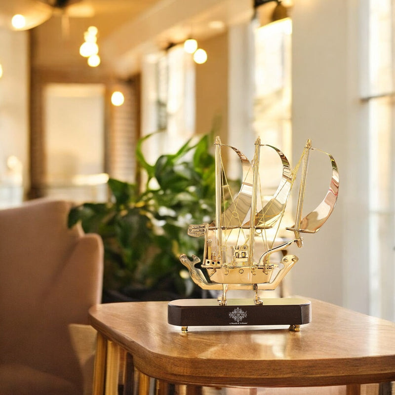 Brass Handmade Designer Ship, Yacht Showpiece, Miniature, Home Decor