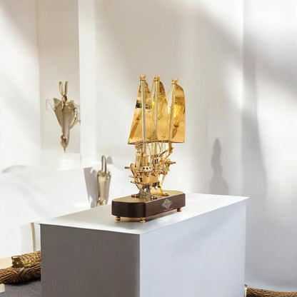 Brass Handmade Designer Ship, Yacht Showpiece, Miniature, Home Decor