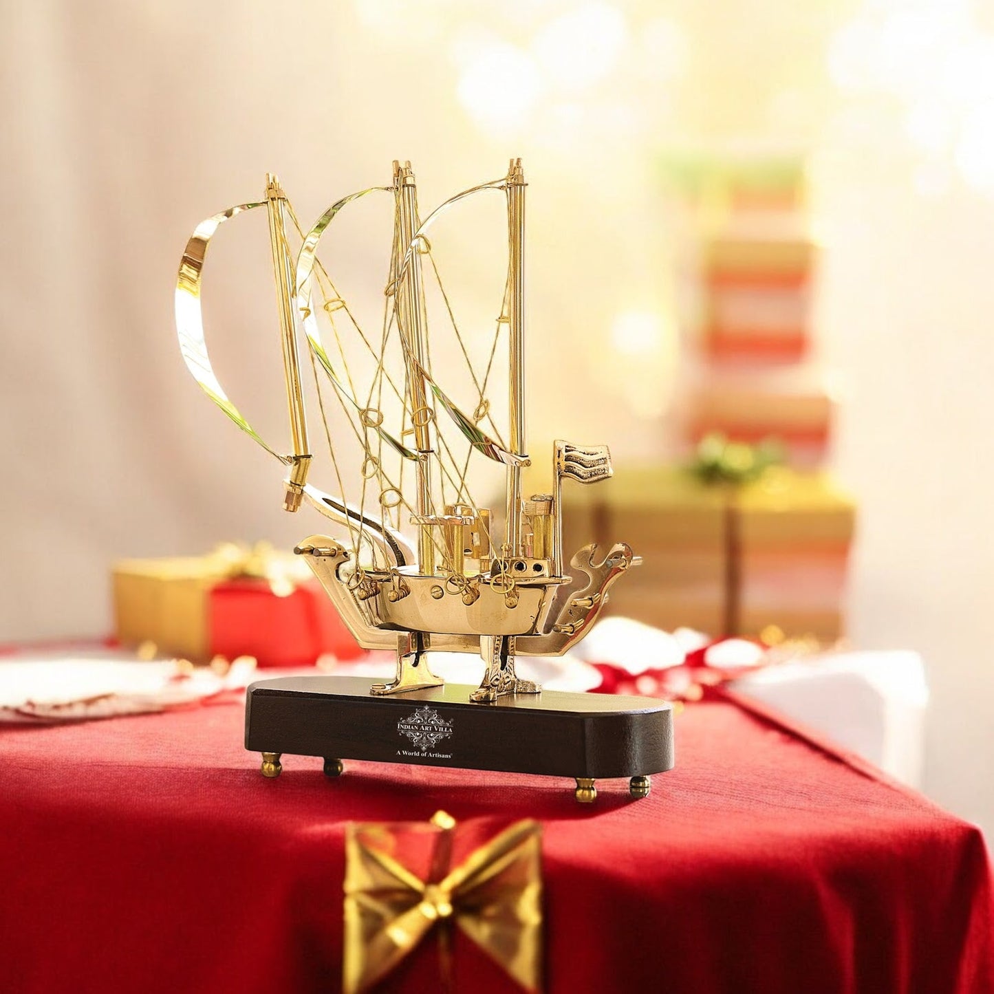 Brass Handmade Designer Ship, Yacht Showpiece, Miniature, Home Decor