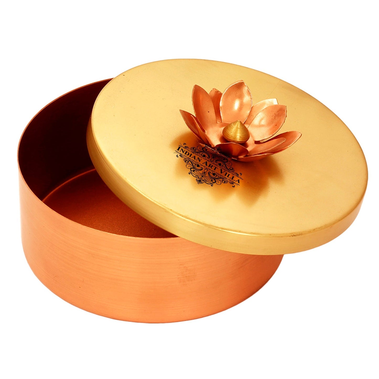 Handmade Dry Fruit Gift Box Chocolate Box For Diwali Marriage Gift Multipurpose Uses Brass Finish Flower Design 13.21 cm