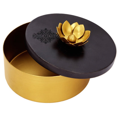 Handmade Dry Fruit Gift Box Chocolate Box For Diwali Marriage Gift Multipurpose Uses Brass Finish Flower Design 13.21 cm