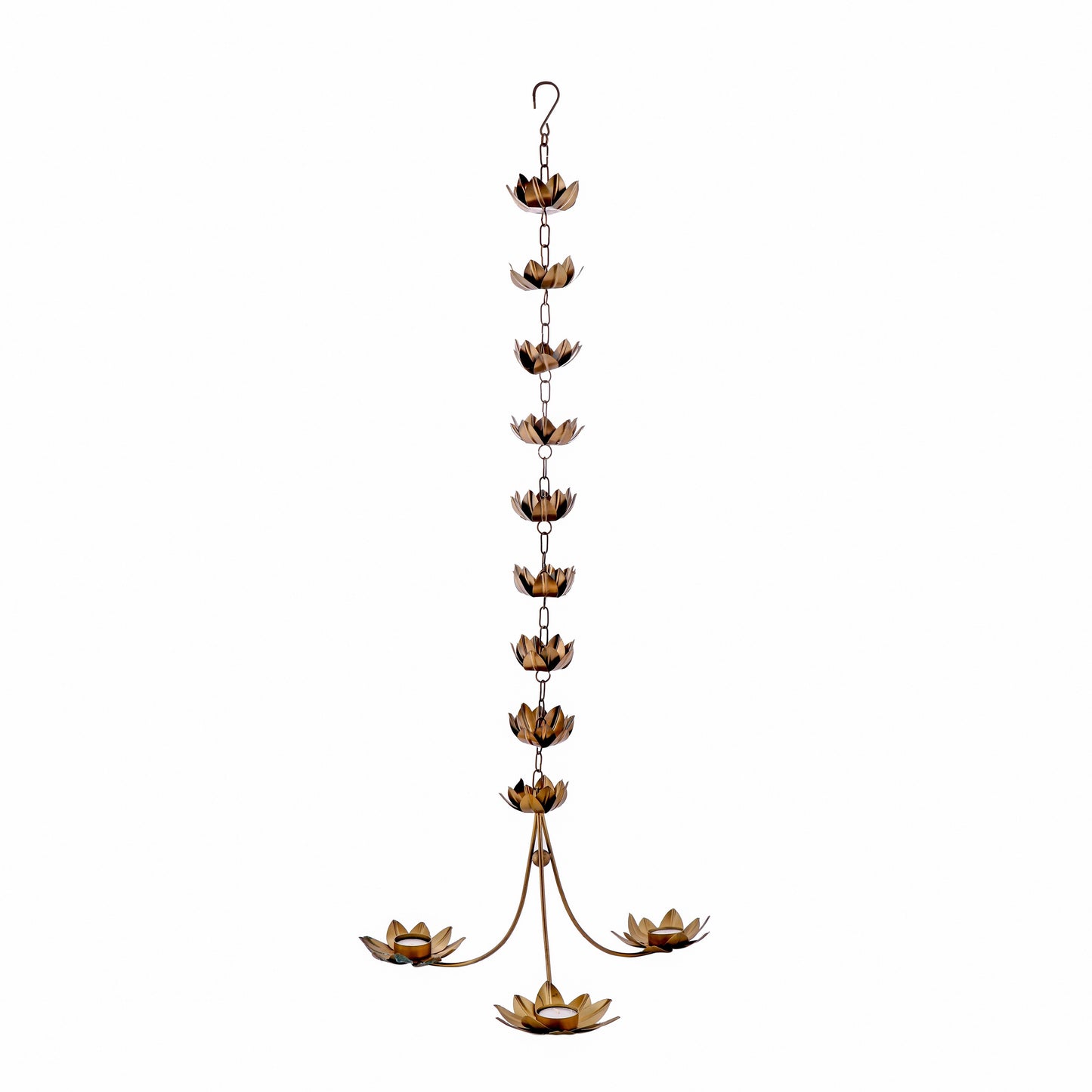 Hanging Candle Stand Diya With Glass Candles / Diwali / Marriage Decoration | Height:- 92.96 cm