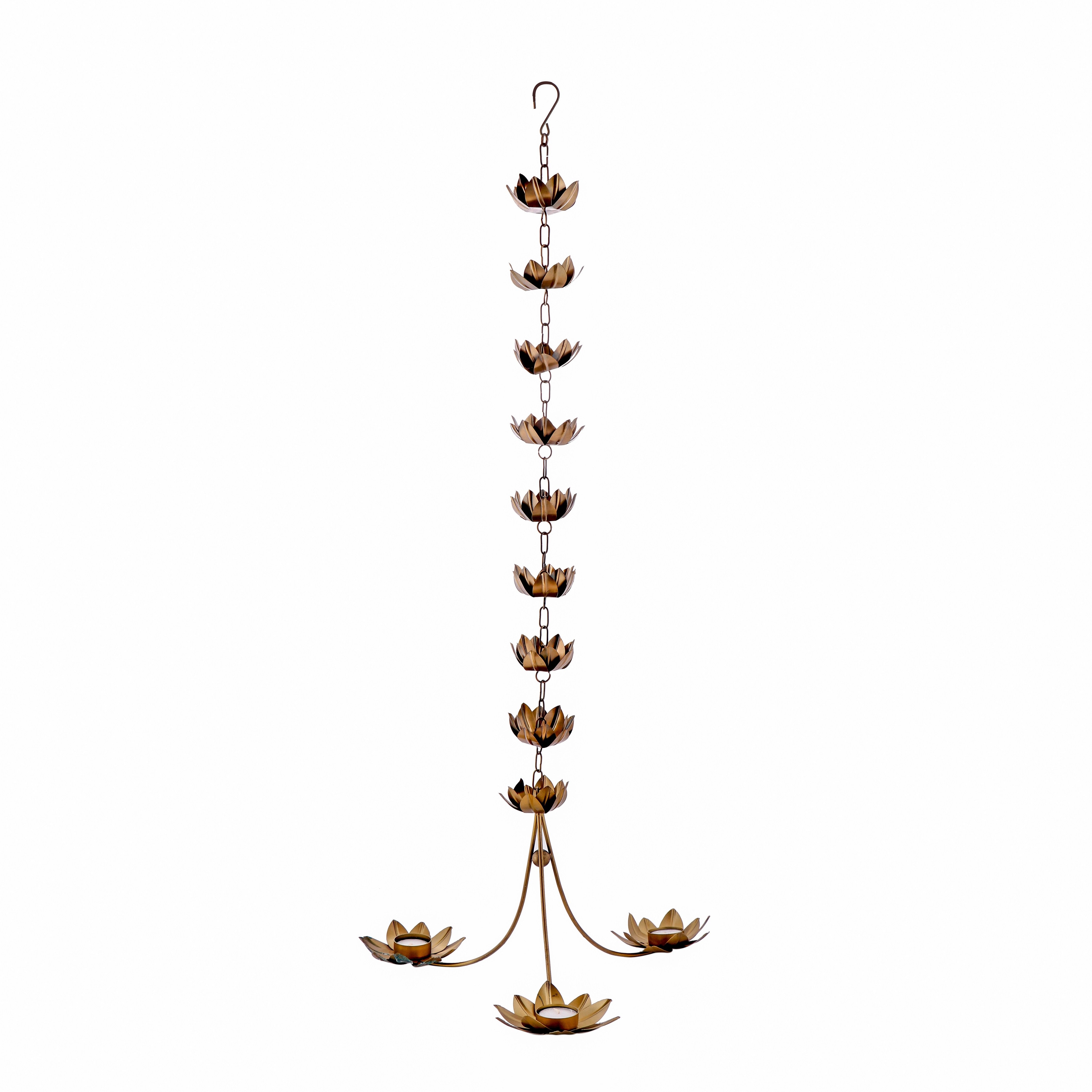 Hanging Candle Stand Diya With Glass Candles / Diwali / Marriage Decoration | Height:- 92.96 cm