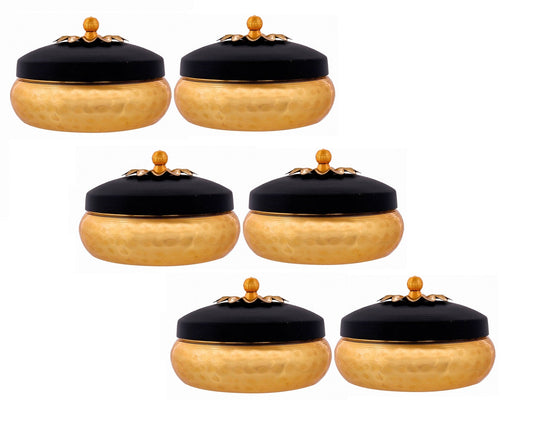 Handmade Dry Fruit Gift Box Chocolate Box For Diwali Marriage Gift Multipurpose Uses Gold Hammered Design Diameter 9.91 cm