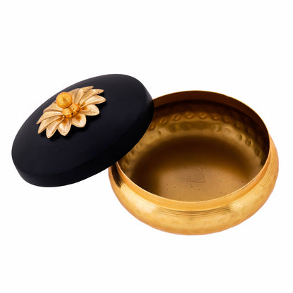 Handmade Dry Fruit Gift Box Chocolate Box For Diwali Marriage Gift Multipurpose Uses Gold Hammered Design Diameter 9.91 cm