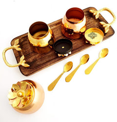 Handmade Set of 3 Dry Fruit Box, with 3 spoons & 1 Designer Tray Packed in Red Velvet Box | Serveware | Tableware | Gift Item | Home decor
