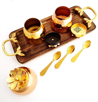 Handmade Set of 3 Dry Fruit Box, with 3 spoons & 1 Designer Tray Packed in Red Velvet Box | Serveware | Tableware | Gift Item | Home decor