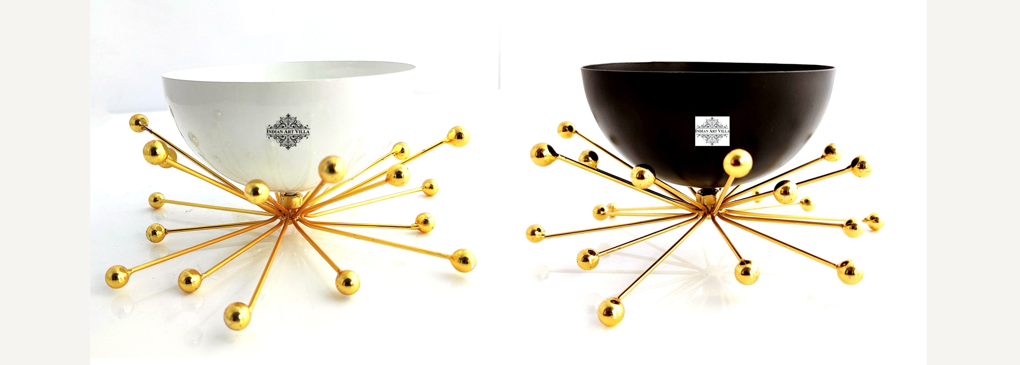 Fancy Dry Fruit Bowl with Brass Stand, Width- 18.41 cm