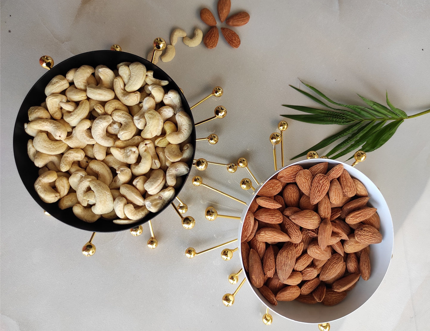 Fancy Dry Fruit Bowl with Brass Stand, Width- 18.41 cm