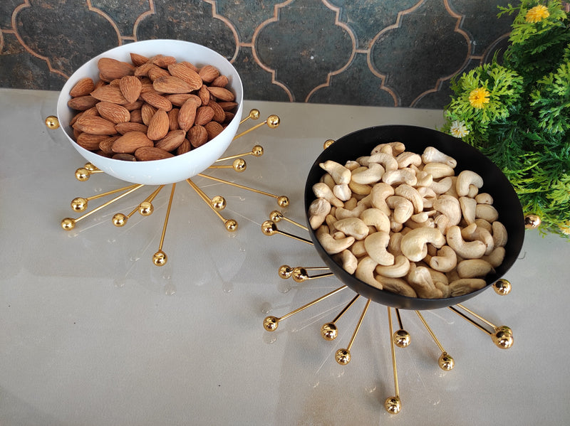 Fancy Dry Fruit Bowl with Brass Stand, Width- 18.41 cm