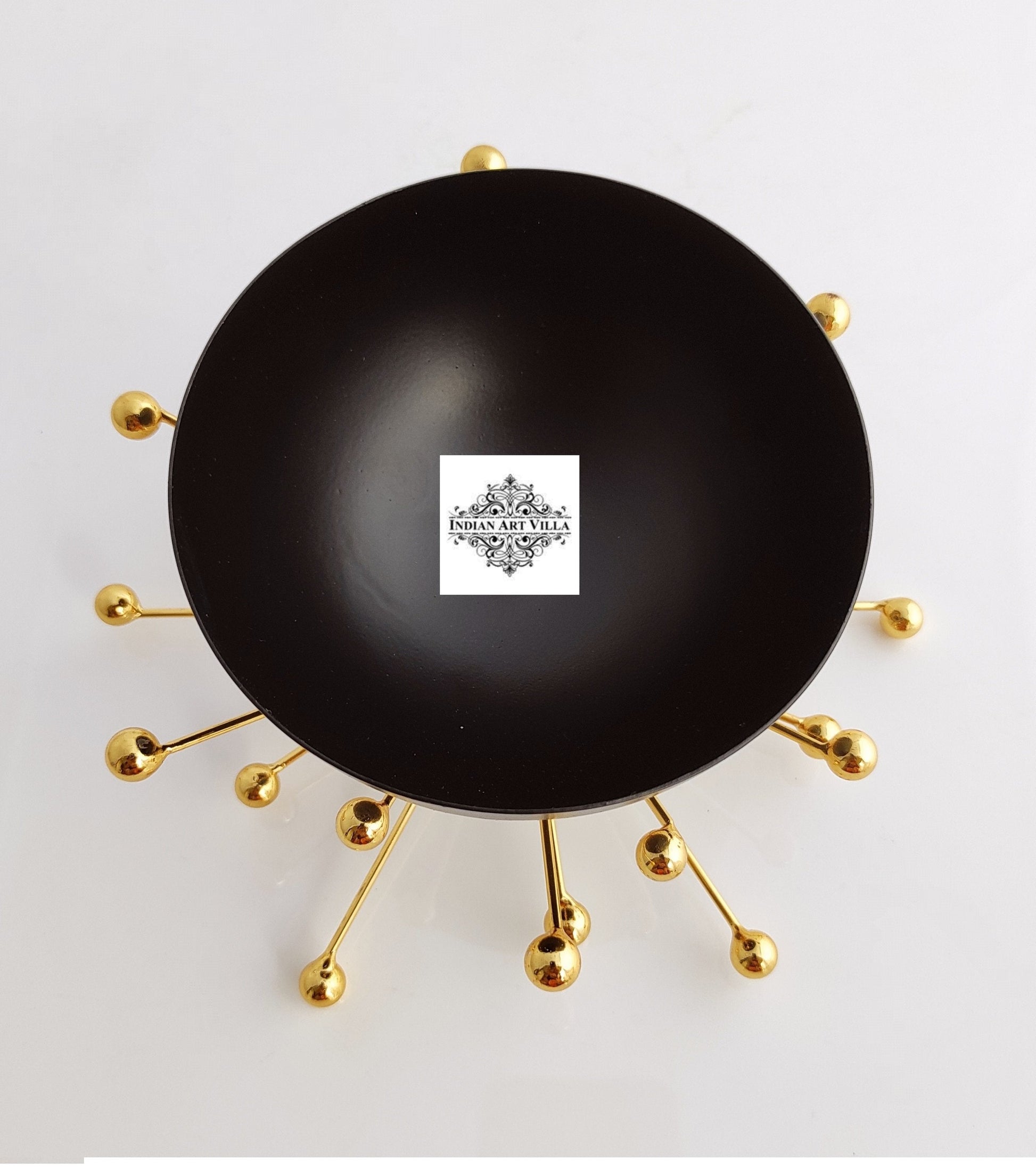 Fancy Dry Fruit Bowl with Brass Stand, Width- 18.41 cm