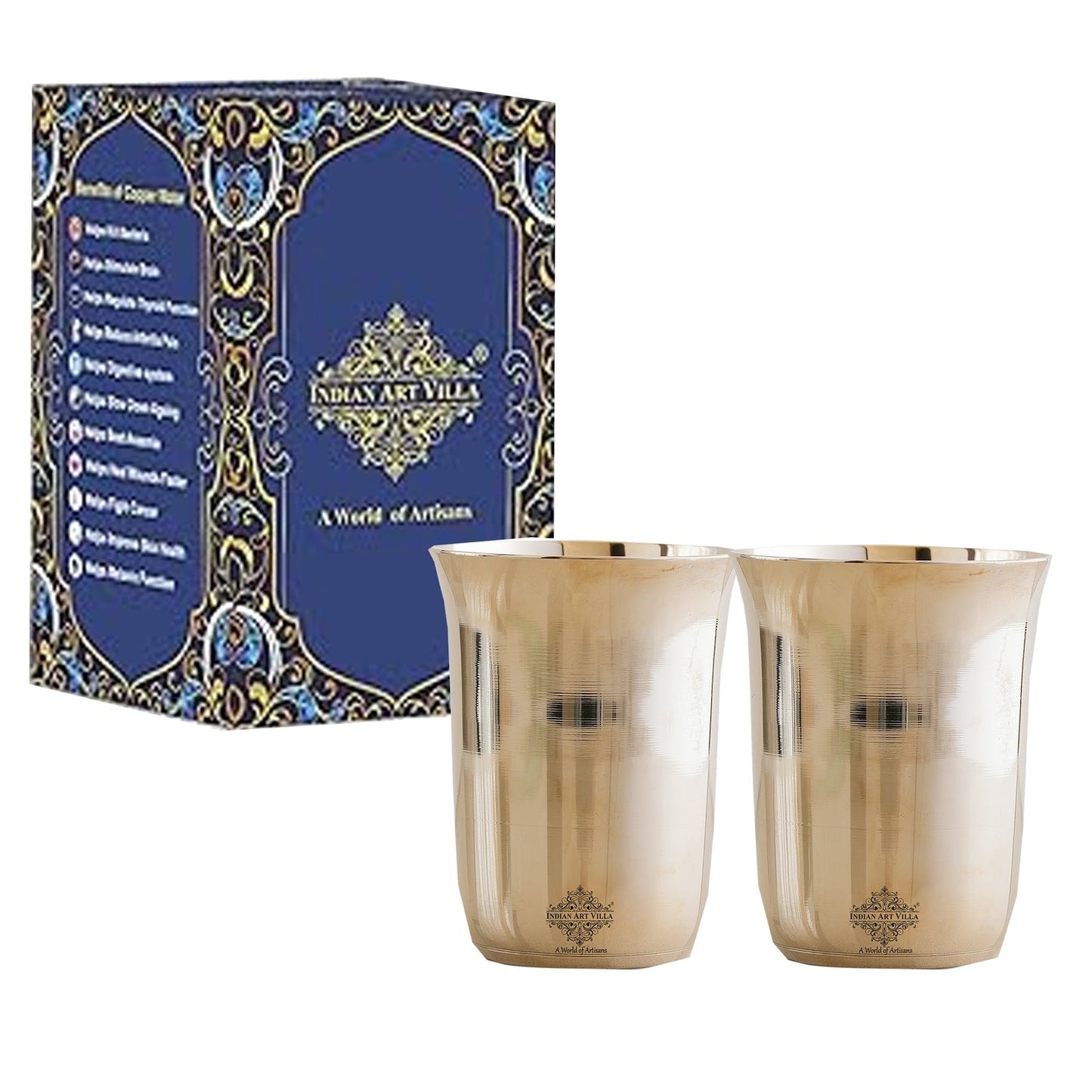 Pure Bronze Mughlai Design Glass Tumbler-240 ML